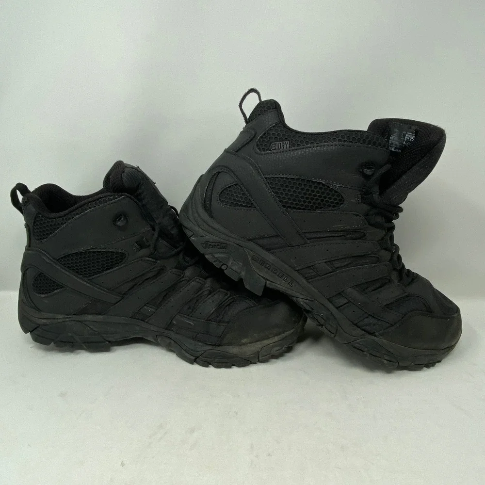 Merrell Tactical Moab 2 Mid Waterproof Boots Mens 13 Black J15853 Vibram Hiking